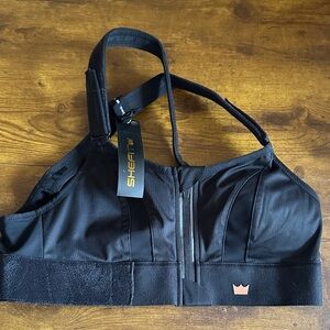 SHEFIT Black Sports Bra with Front Zipper